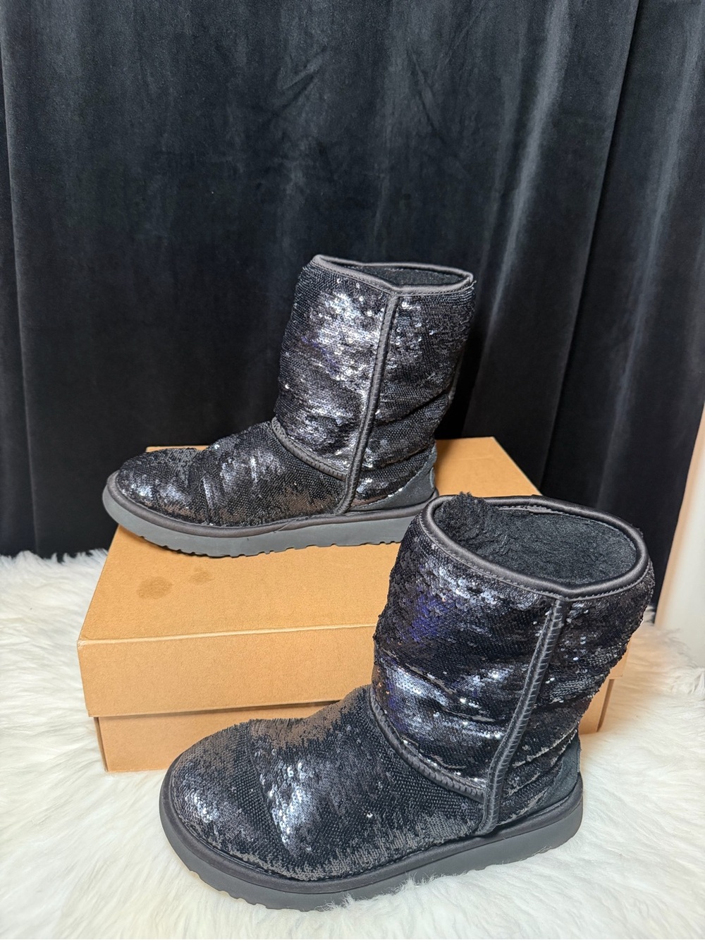 UGG Classic Short Black Sequin Boots - Picture 9 of 11